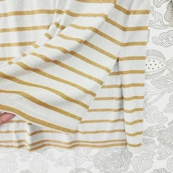 Antro Vanessa virginia Mock Striped pullover Shimmer Keyhole Sweater Women's XL - Picture 4 of 8